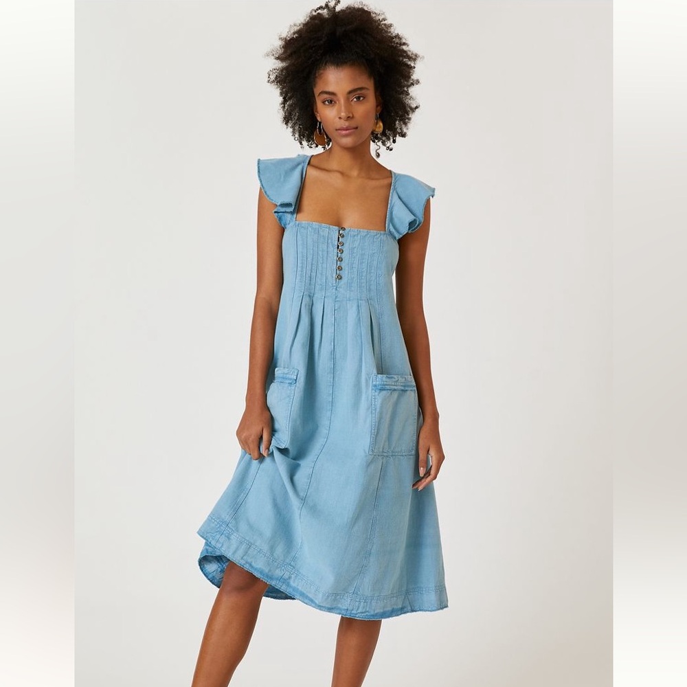 Anthropologie Pilcro Flutter Sleeve Midi Dress Size XS